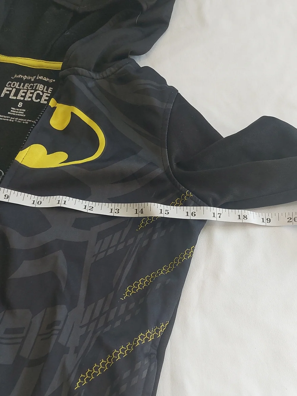 Batman Kids Black and Yellow Zip-Up Hoodie.Size 8